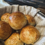 Warm, Soft, and Crunchy Greek Yogurt Buns in Basket
