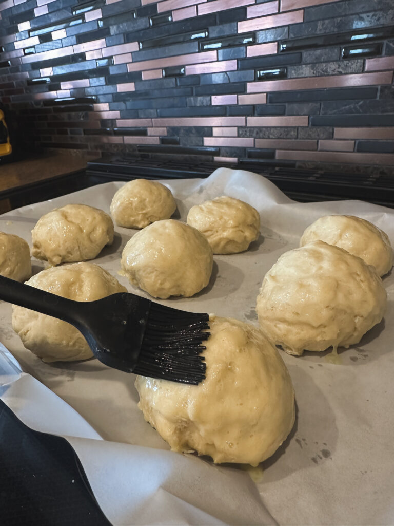 Apply Egg Wash to the Greek Yogurt Buns
