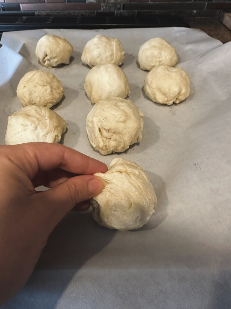 shaping dough for buns